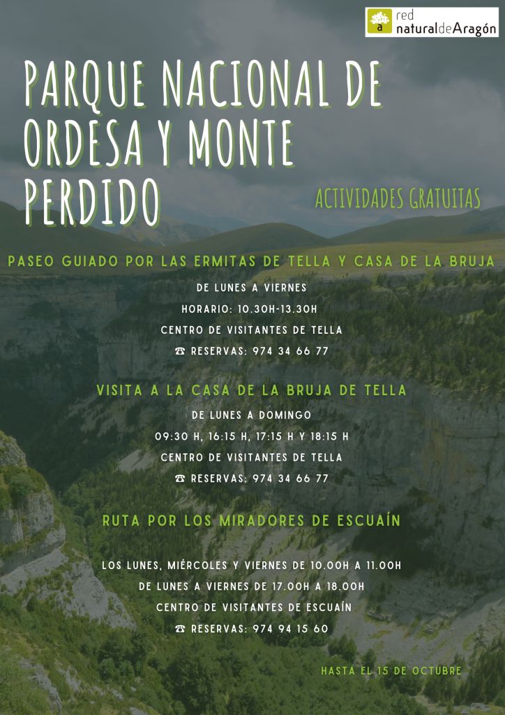 Cartel actividades septiembre y octubre PN Ordesa y Monte Perdido